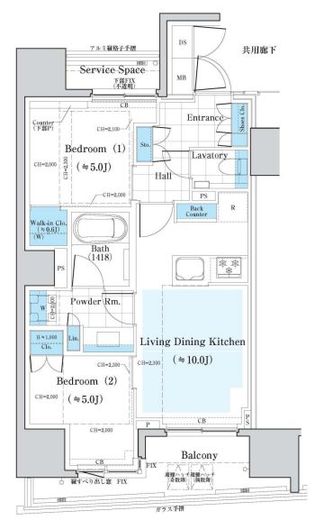 2LDKの間取りの画像